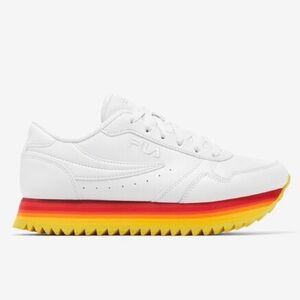 Fila Orbit Stripe Flatform Sneaker in Red Orange Yellow Stripe
